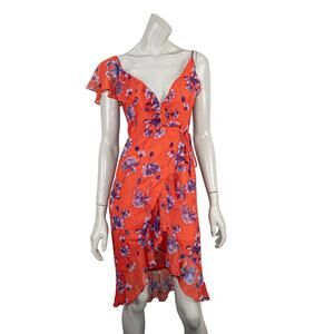 House of Harlow 1960 Dara Wrap Dress Crimson Floral 2XS